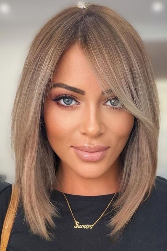 bob haircut, medium-length hair,